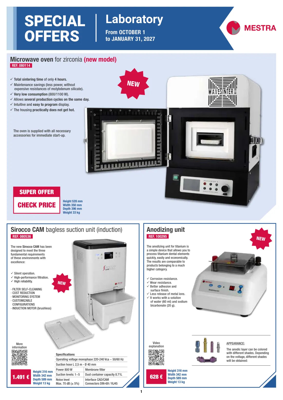 Original-Angebotskatalog Seite 1: Zirkonofen, Absaugung & Anodisieren